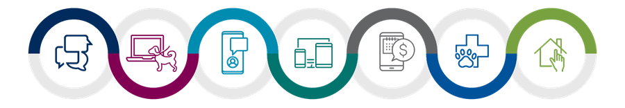 Graphic representing 7 technology solutions to help your veterinary practice through COVID-19