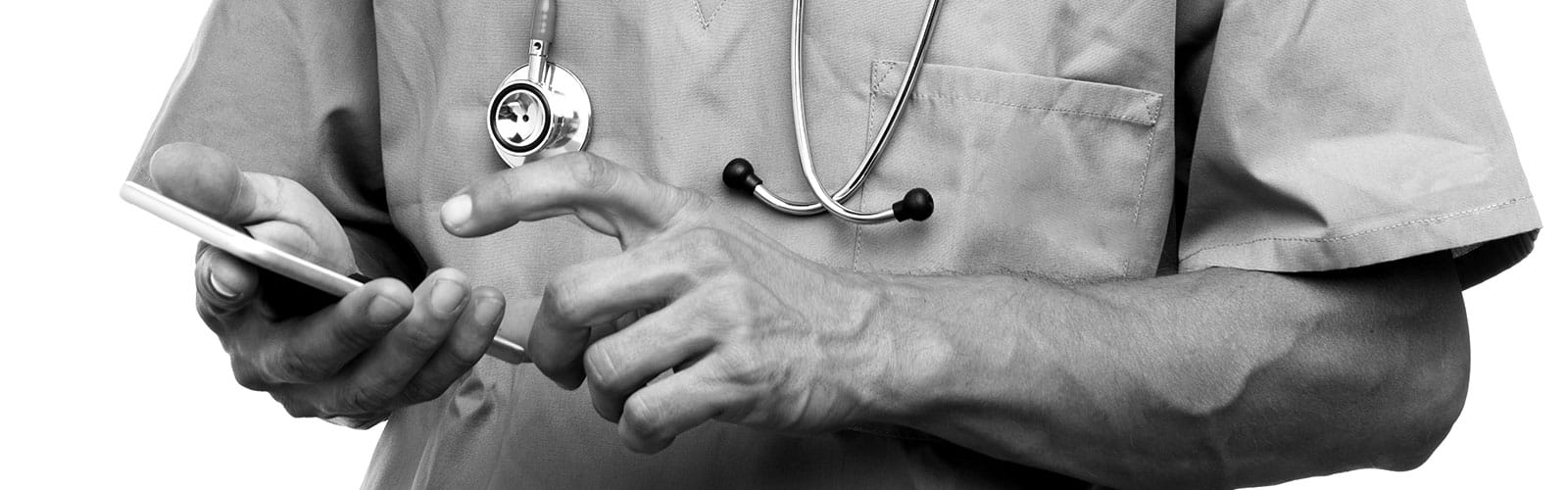 Veterinarian using his phone